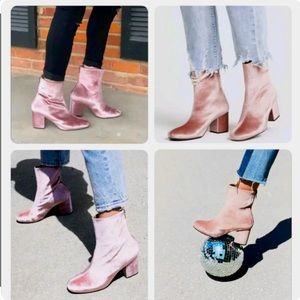 Free People velvet Cecile block heel